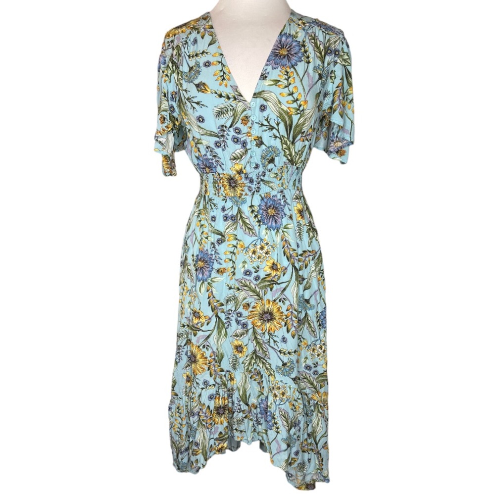 Petal & Pup Blue Floral Maxi Dress Sz L